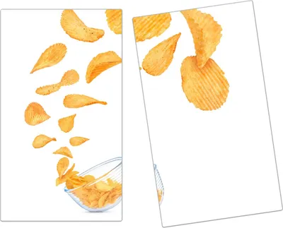 Produktbild von Spritzschutz Herdabdeckplatte Schneidebrett aus Glas Chips fliegend 2-Teilig (60x52cm)
