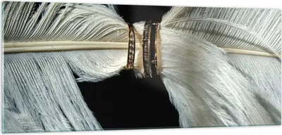 Produktbild von Bilder auf glas - Einteilig - Feder Romantik Ehe - 100x40cm - Glasbilder - Wandbilder - Bilder - zum Aufhängen bereit - Wanddekoration aus Glas - Glas Bilder - Wandbild auf Glas - GAB100x40-4909
