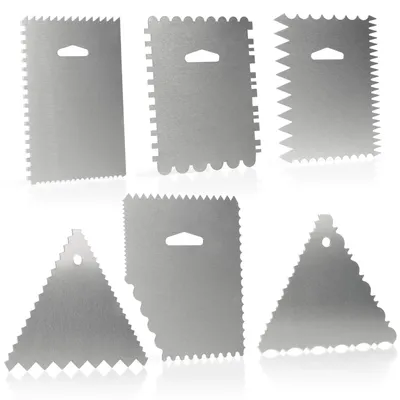 Produktbild von 6-teiliges Teigschaber-Set – Kuchenspatel aus Aluminium – Modellierwerkzeuge zum Backen und Kochen – Palettenmesser mit 23 Mustern
