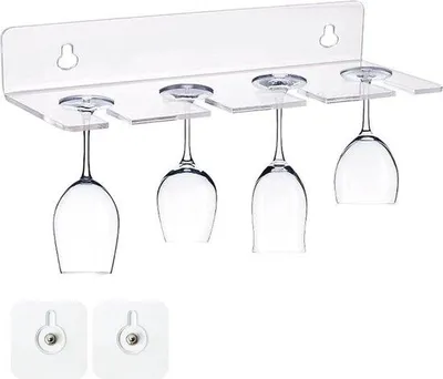 Produktbild von Famanu Weinglashalter aus transparentem Acryl - inklusive 4 Weingläser