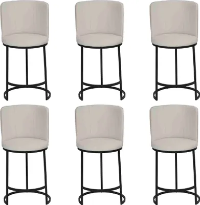 Immagine prodotto di Sgabelli da bar, set di 6, design elegante, mobili per bar, poggiapiedi, design moderno, gambe in acciaio