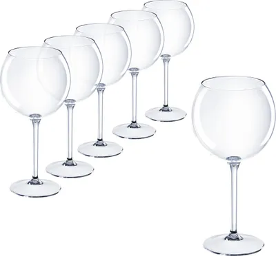 Produktbild von DoimoFlair Ballon Gin Tonic Glas Weinglas aus Kunststoff bruchsicher Cocktailglas Plastik Transparent 62 cl. Set 6 Stück