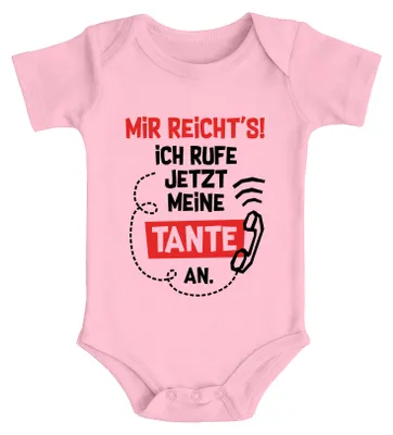 Produktbild von Baby Body mit Spruch Tante lustig Mir reichts ich rufe jetzt meine Tante an Baumwolle Jungen & Mädchen MoonWorks® rosa 0-3 Monate
