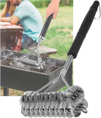 Produktbild von Draadborstel für gusseisernes Grillrost, Grillreiniger mit langem Wärmeisolierender Griff, für Gasgrill, Holzkohlegrill
