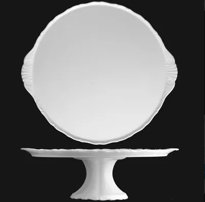 Produktbild von Kuchenteller auf Bein 33 cm, weißes Porzellan, Verona, G. Benedikt