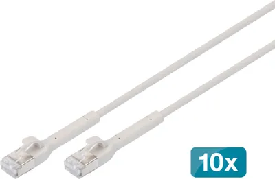 Productafbeelding van Digitus DK-1632-A-015B-10 DIGITUS Patchkabel abw.CAT 6A F/FTP Kupfer,1,5m, grau 10Stk.