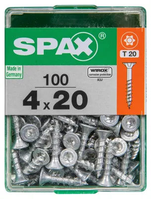 Produktbild von SPAX Universalschraube, Vollgewinde, Senkkopf, T-STAR plus T20, 4CUT, WIROX, 4 x 20 mm, 100 Stück