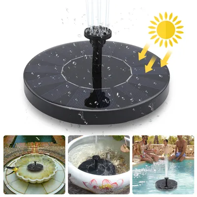 Obrázok produktu pre Jiubiaz Solárna fontána Záhradné čerpadlá Solárne čerpadlo 190L/h Solárna fontána, 7V 1,5W solárne čerpadlo Solárne vodné čerpadlo, záhradný monokryštalický solárny panel