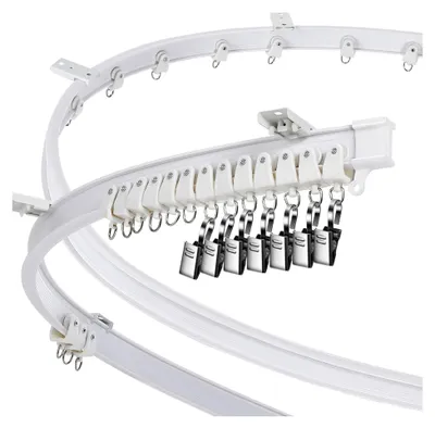 Produktbild von Gebogene Decken-Vorhangschiene Flexible Halterung für Vorhangschienen in Etagenbetten und Erkerfenstern (Weiß, 2 m)
