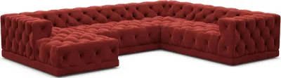 Produktbild von Samtstoff U-Form XXL Wohnlandschaft Meliva Rot Links