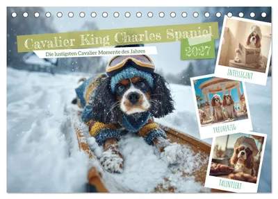 Produktbild von Cavalier King Charles Spaniel. Die lustigsten Cavalier Momente des Jahres. (Tischkalender 2027 DIN A5 quer), CALVENDO Monatskalender