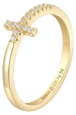Produktbild von Xenox Ring Damen Kreuz mit Zirkonia Silber Vergoldet XS10043G Gr. 54