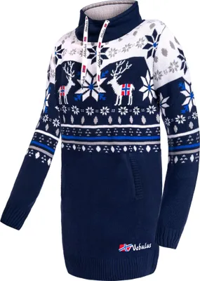 Produktbild von Nebulus Norweger Strickkleid FINALY Damen, knielang, vielseitig, P6492 - Damen, navy-weiß, M/38