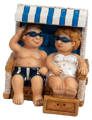 Dekofigur Urlauberpaar am Strand, Polyresin, 7,5x7x8 cm