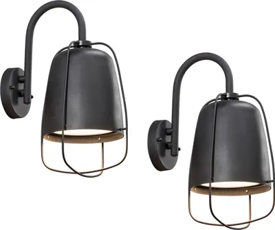 Produktbild von 2er-Set Außenwandleuchten Wandstrahler PERUGIA, Aluminium schwarz, E27, IP44
