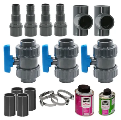Produktbild von HAF Bypass Set Basic | Kompatibel mit Pool Wärmepumpe, Solarheizung & Sandfilteranlage | Ventil für optimale Regulierung des Wasserdurchfluss