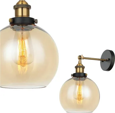 Zdjęcie produktu dla Kinkiet CARDENA czarny-mosiądz-złoty-bursztynowy 1xE27x40W szkło wym:32x13x13cm IP20 Italux
