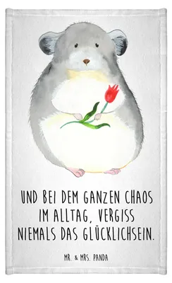 Produktbild von Mr. & Mrs. Panda Handtuch Chinchilla Blume - Weiß - Geschenk, Büro, Glücklichsein, Chaos, Gästehandtuch 30x50, frottierhandtuch, Gästetuch, Chinchillas, Lustige Sprüche
