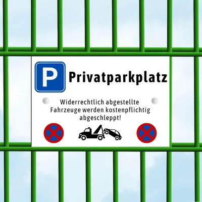 Produktbild von Zaunschild - Privatparkplatz - Perfekt für Doppelstabmattenzäune Grün