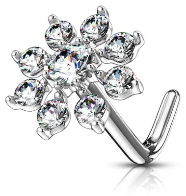 Produktbild von Nasenpiercing Stecker Blume mit Zirkonia Silber