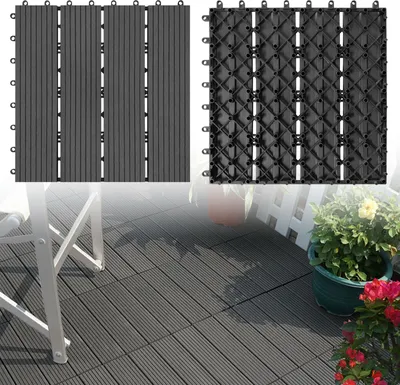 Obrázek produktu pro LARS360 22 kusů WPC dlaždic, 2m2 30x30cm terasové dlaždice balkonové dlaždice klikněte na dlaždice terasové paluby balkonové zahrady antracitové barvy
