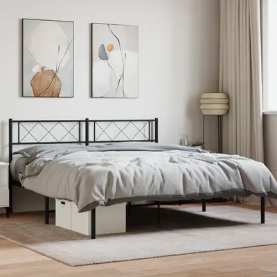 Produktbild von 2024 Moderne Klassische Betten Bettgestell mit Kopfteil Metall Schwarz 140x200 cm 918764