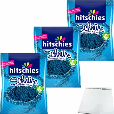 Produktbild von hitschies Schnüre Blau 3er Pack (3x125g Beutel) + usy Block