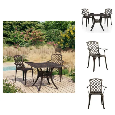 Image de vidaXL Ensemble Bistro 3 pièces fonte d'aluminium bronze - ensembles de meubles de jardin