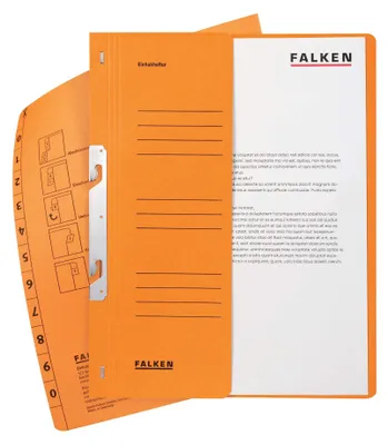 Immagine prodotto di FALKEN, raccoglitore a clip da 50 fogli, realizzato in cartone riciclato, formato DIN A4, colore arancione