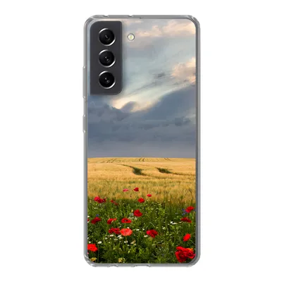 Produktbild von MuchoWow® Handyhülle Schutzhülle Hülle für Samsung Galaxy S21 FE Blumen - Weizen - Wolken Silikon Softcase Handy Hülle - Mobiltelefonhülle