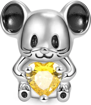 Produktbild von Gnoce Charm Maus mit Herz FVC307 Silber