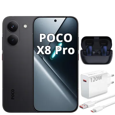 Produktbild von XIAOMI POCO X8 Pro 5G 12GB 512GB Smartphone Schwarz 6500mAh 120Hz mit 120W Ladegerät und Kopfhörern