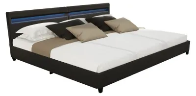 Produktbild von HOME DELUXE - LED Bett NUBE - Schwarz, 270 x 200 cm - inkl. Matratze, Lattenrost und Schubladen I Polsterbett Design Bett inkl. Beleuchtung