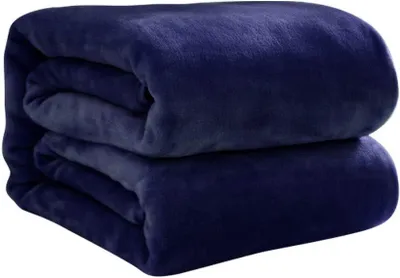 Produktbild von Winterfleecedecke 100 x 140 cm, dicker und weicher Flanell, Überwurf für Sofa oder Bett, marineblau