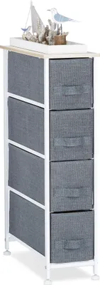 Obrázek produktu pro Systém polic Relaxdays, 4 látkové zásuvky, VxŠxH: 76 x 20 x 48 cm, univerzální zásuvkový box, kov a dřevo, šedý