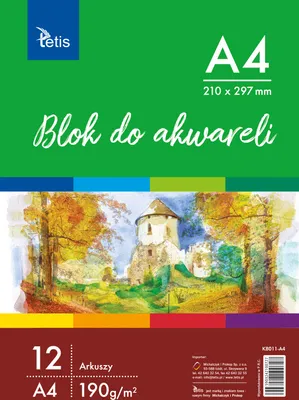 Produktbild von Tetis-Aquarellblock A4, 12 Blatt, Papier 190 g