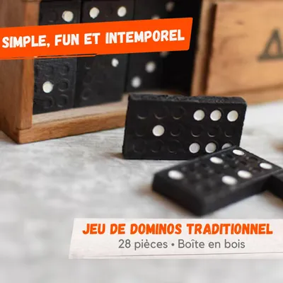 Image de Jeu de Dominos Traditionnel – 28 Pièces avec Boîte en Bois