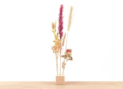 Produktbild von FlowerHero® - S - Trockenblumenständer aus Holz + Trockenblumenarrangement