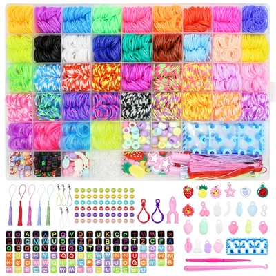 Produktbild von Loom Bänder Set Webband Gummibänder Armbänder Kinder - 3800 Stück - 40 Farben - Organizer