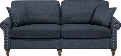 Zdjęcie produktu dla BELIANI Sofa szara trzyosobowa wygięte podłokietniki dodatkowe poduszki ozdobne nóżki