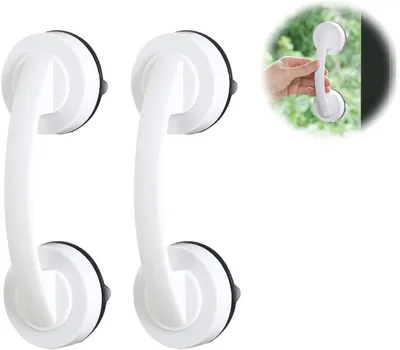Imagen del producto de Barra antideslizante para ducha, 2 unidades, sin necesidad de taladrar, con ventosas potentes, para puertas de vidrio