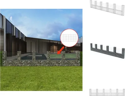 Obrázok produktu pre vidaXL Gabionový kôš v tvare U z ocele 570 × 20 × 100 cm - Plotové panely