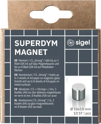 Obrázek produktu pro Sigel Magnetplättchen Strong O 10 x 10 mm 10 Stück - SIGEL BA701 SuperDym C5 Ø10mm (BA701)