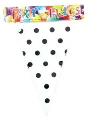 Immagine prodotto di Ghirlanda di bandierine a pois bianche 27,5 cm x 6 m - Penword