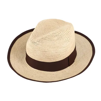 Produktbild von Fiebig Panamahut Fedora Crochet mit gleichfarbigem Einfass und Ripsband Natur Gr. 55
