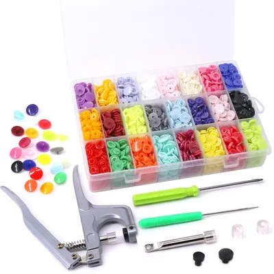 Productafbeelding van 384 Stuks Plastic Drukknoopset met Gereedschap