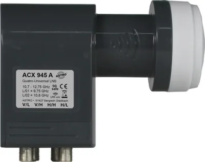 Obrázok produktu pre Astro ACX 945 A, Quattro LNB, 10,7 - 12,75 GHz, 10,7 - 11,7 GHz, 11,7 - 12,75 GHz, 1100 - 2150 MHz, 950 - 1950 MHz