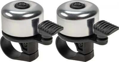 Produktbild von 2 Stück Fahrrad Mini Klingel hell und laut Bell Klemmung 22,2 mm silber SPAR SET