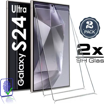 Produktbild von 2x Samsung Galaxy S24 Ultra - Panzerglas - Vollkleber! Panzerfolie Schutzglasfolie Displayschutzglas Echt Glas  Display Schutz Folie 9H 2 Stück