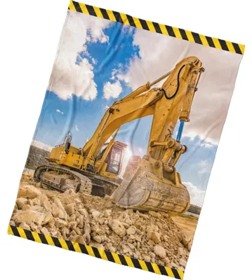 Imagen del producto de Manta para niños, diseño de excavadora amarilla, 130x170 cm